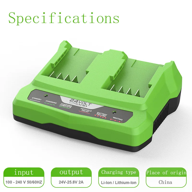 

Li-ion Battery Charger EU Plug 2A charging current Battery Charger For Greenworks 24V Rechargeable Chainsaw Electric Tools