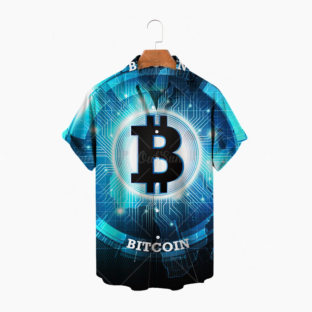 

Summer Men's Vocation Lapel Camisa 3d Print Bitcoin Cloth Oversized Hawaiian Shirts Fashion Men Women Beach Short Sleeve Blouse