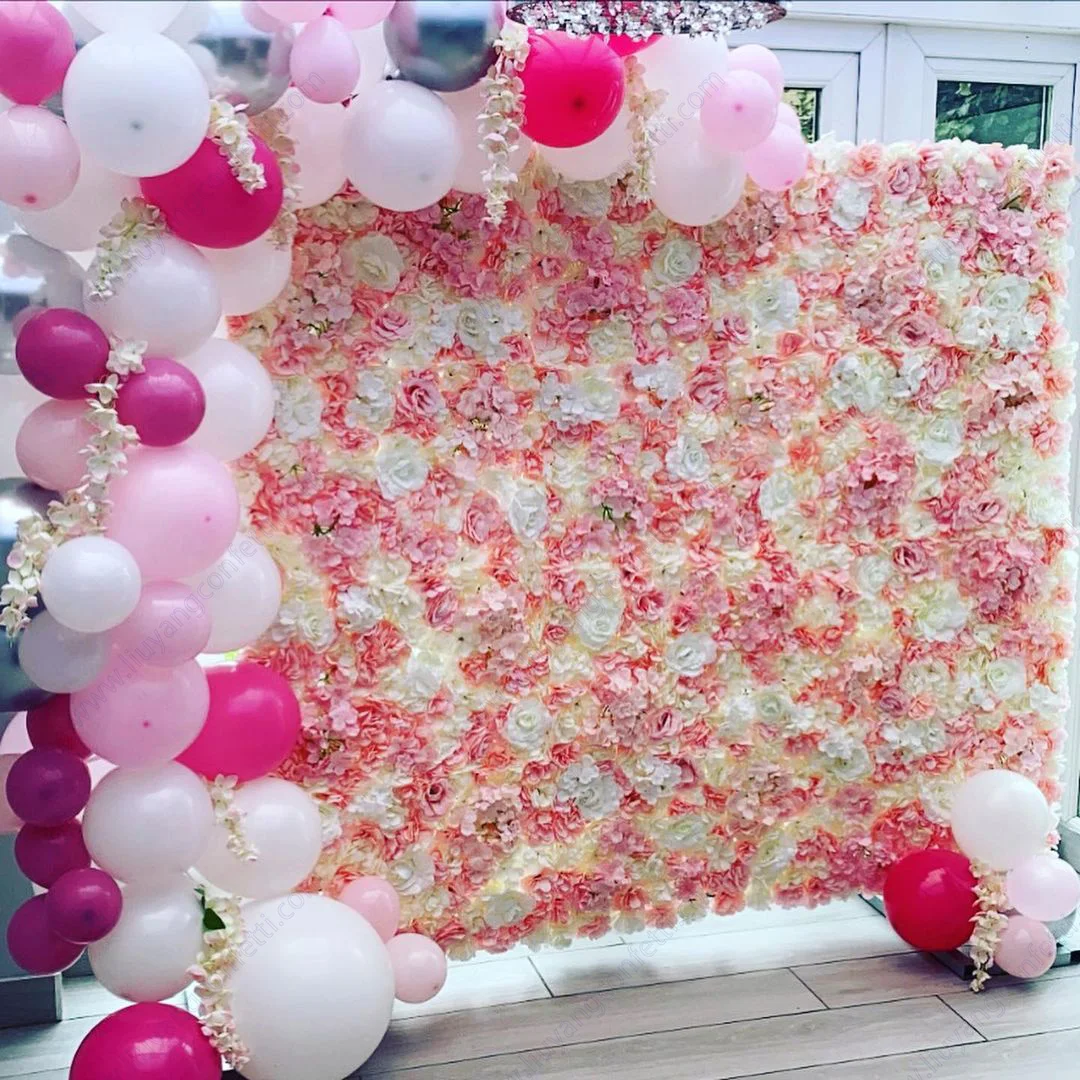 Flower Wall Backdrop Artificial Decoration Panel Wedding Decor Silk Roll Up White Custom 3d Cloth Flowerwall Rose Decorative Art