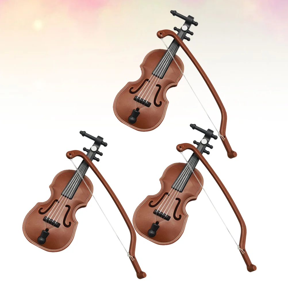 

3 Pcs Miniature Model Adornment Ornaments Decorative Violin Toy House Accessories