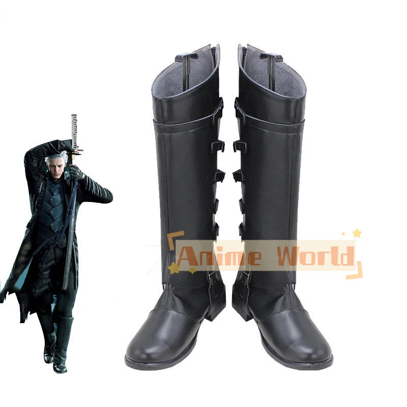 Обувь для косплея Vergil черная обувь из искусственной кожи карнавальные ботинки на