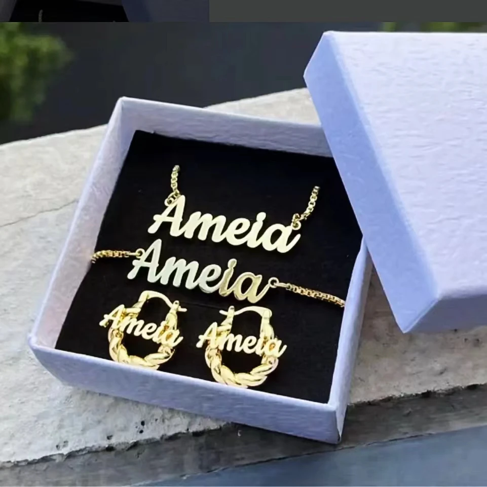 MIGALofe набор с именем на заказ золотое ожерелье кулоном Персонализированная