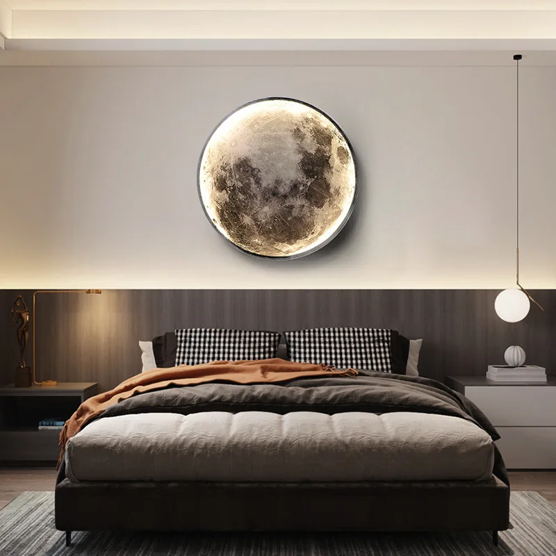 

2022 New Style Moon Wall Lamp Modern Mural Style New Lighting Light Luxury Background Living Room Corridor Wall Decoration Lamp