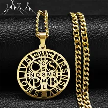 Hip Hop Catholic Saint Benedict Pendant Necklace for Women Men Stainless Steel Religious Necklaces Jewelry San Benito Collares