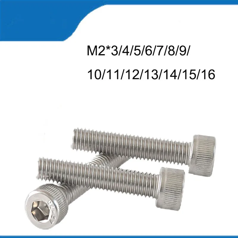 

Бесплатная доставка M2 * 3/4/5/6/7/8/9/10/11/12/13/14/15/16 100 шт. высококачественный винт с шестигранной головкой из нержавеющей стали 304 M2