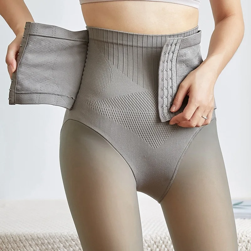 Women Winter Tights Mesh Pantyhose Push Up High Waist Elastic Abdomen Pantyhose Thermal Pants Out Wear Slimling Tight Sock
