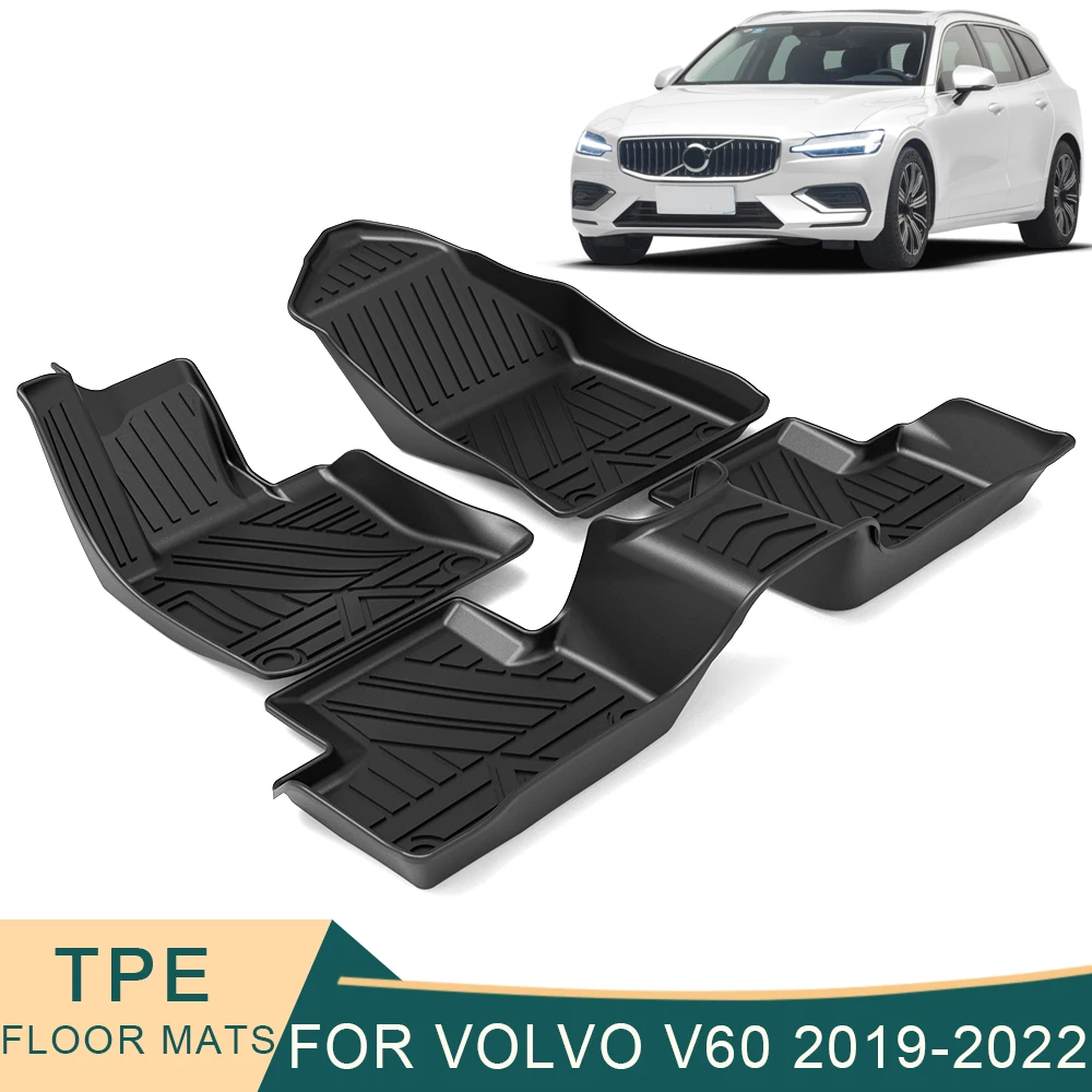 

For Volvo V60 2019-2022 Auto Car Floor Mats All-Weather TPE Foot Mats Odorless Pad Waterproof Tray Mat Interior Accessories