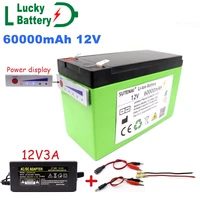 lucky dc 12v battery power display 60a lithium battery pack suitable for solar energy and electric vehicle 12 6v 3a charger