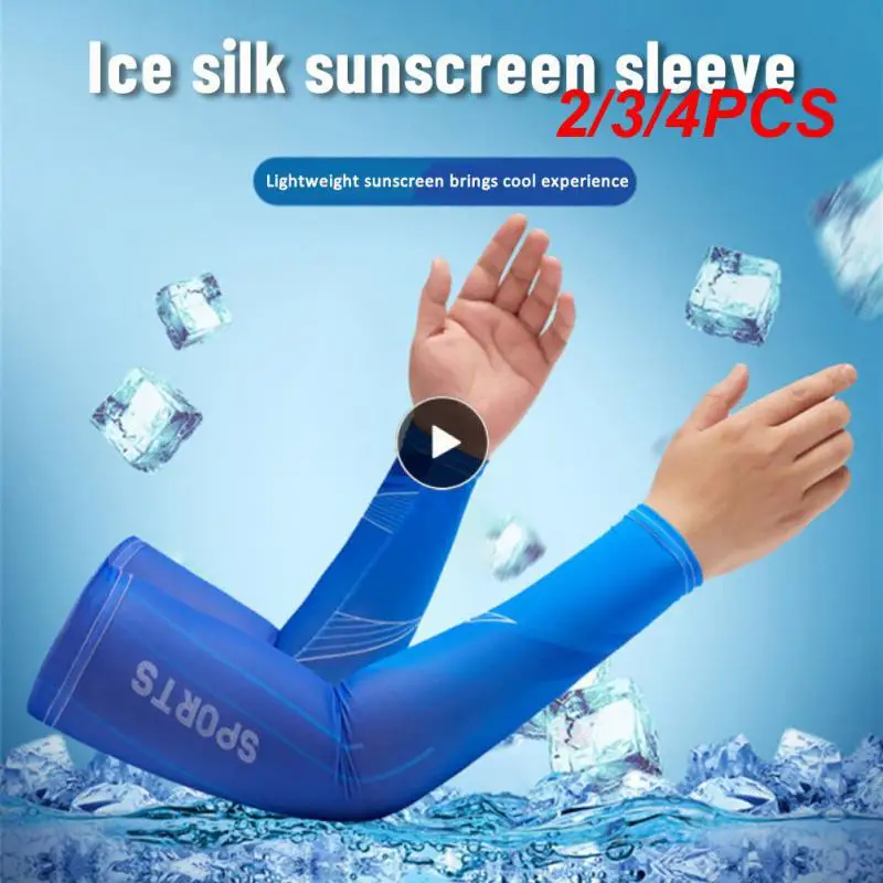 

2/3/4PCS Men's Summer Outdoor Sun Uv Protection Long Gloves Sport Cycling Sleeves Ice Silk Hand Sleeve Arm Cool Sunscreen Sleeve