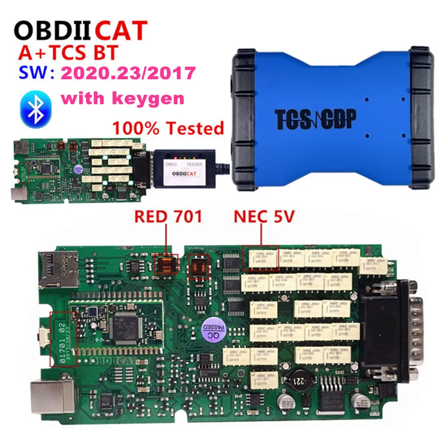 

Полный комплект голубых диагностических инструментов OBD2 A +, 10 шт., кабель OBD и USB/Bluetooth с автомобильным сканером, тест TCS для автомобилей и грузовиков 2020,23