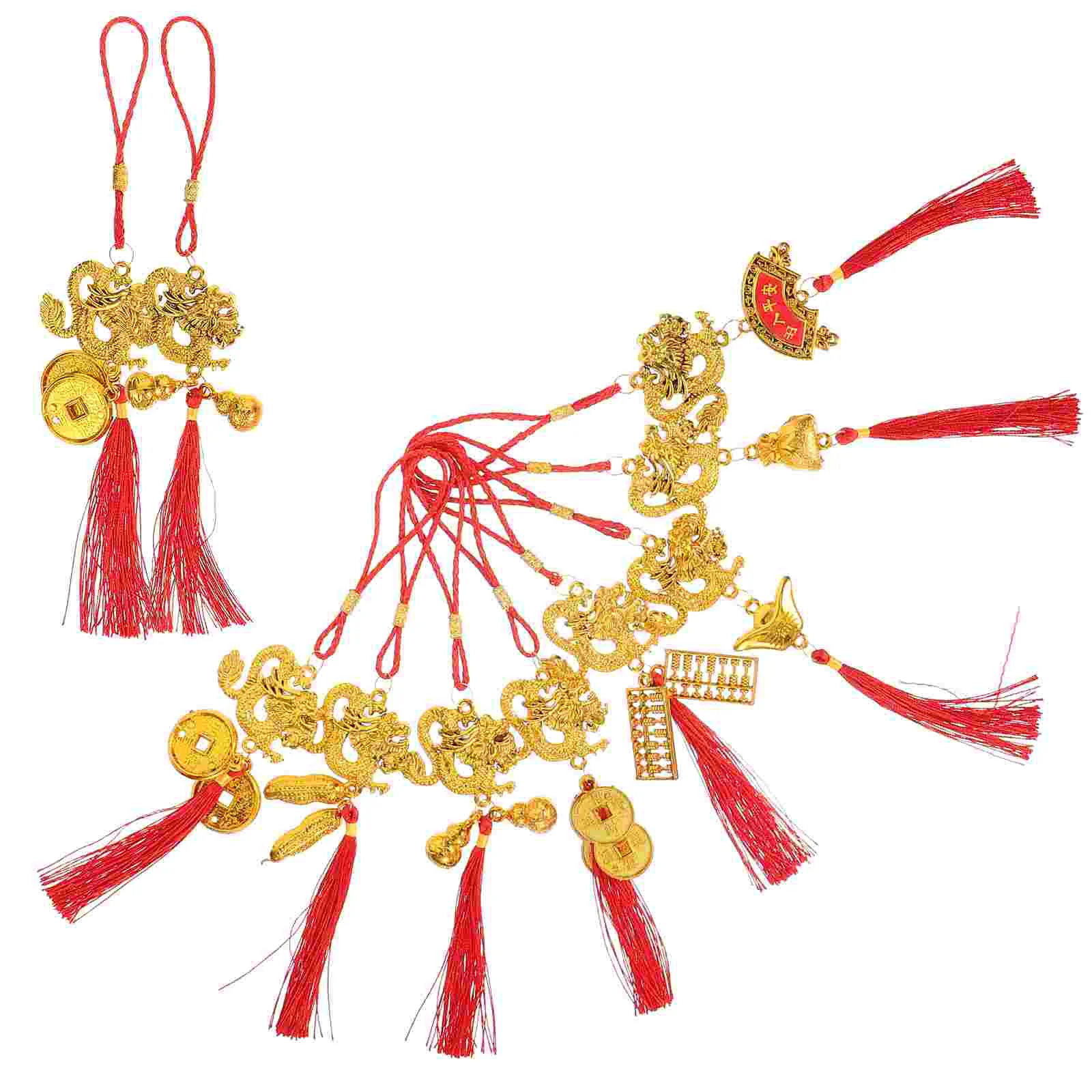 

5 Pcs Lunar Calendar Gold Decor Polyester Chinese Traditional Small Dragon Ornament New year decorations 2024