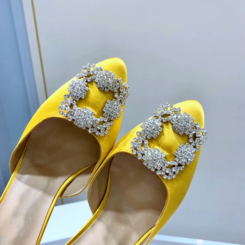 The Bridesmaid's Wedding Dress High-heeled Shoes Sandals And Half Slippers Were Decorated With Water Diamonds