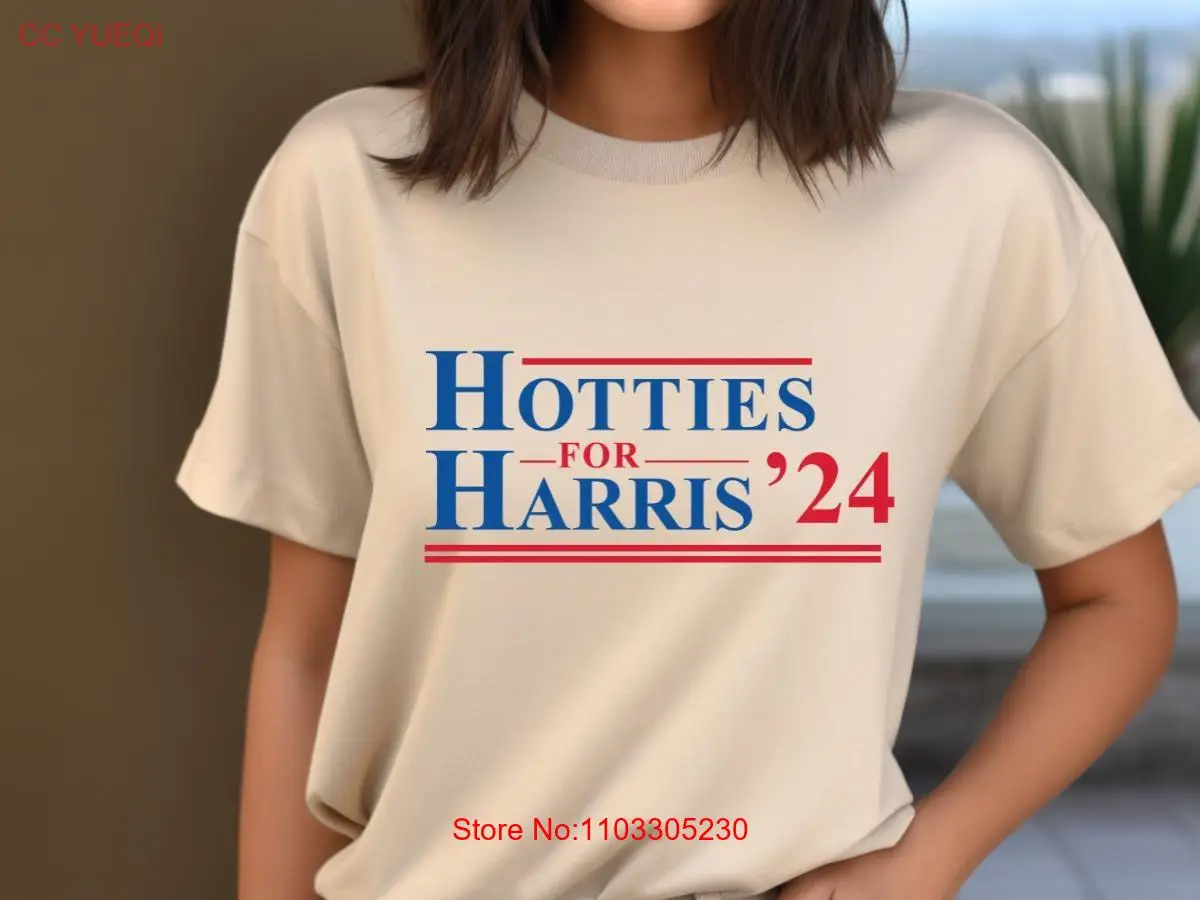Футболка Hotties For Harris Kamala Democrat Vote Blue Liberal Feminist Madam President 2024 длинные или короткие