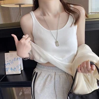 tank tops sexy crop vest solid harajuku korean female off shoulder knitted khaki white summer women tops
