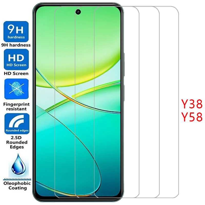 Чехол для телефона vivo y38 y58 закаленное стекло на vivoy38 vivoy58 y 38 58 38y 58y задняя крышка 360