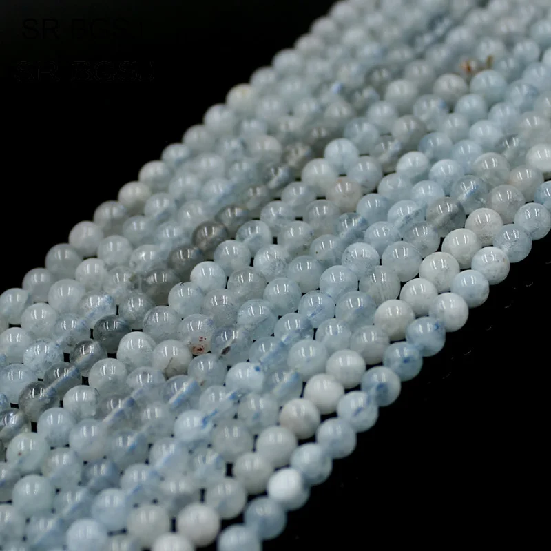 

4mm Nice Natural Gems Stone Round Mixed Aquamarines Aqua DIY Jewelry Making Beads 15"