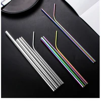 reusable drinking straw 304 stainless steel straw set high quality metal colorful straw with cleaner brush bar party accessory