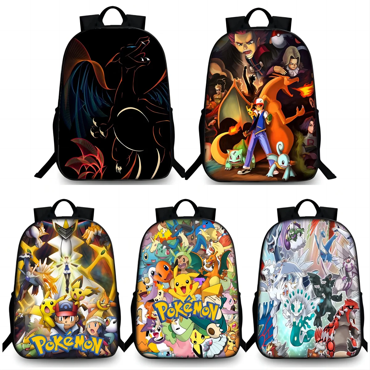 

New Pokemon Student Backpack Pikachu Schoolbag Cartoon Anime Pencil Bag Pencil Zipper Shoulders Bag