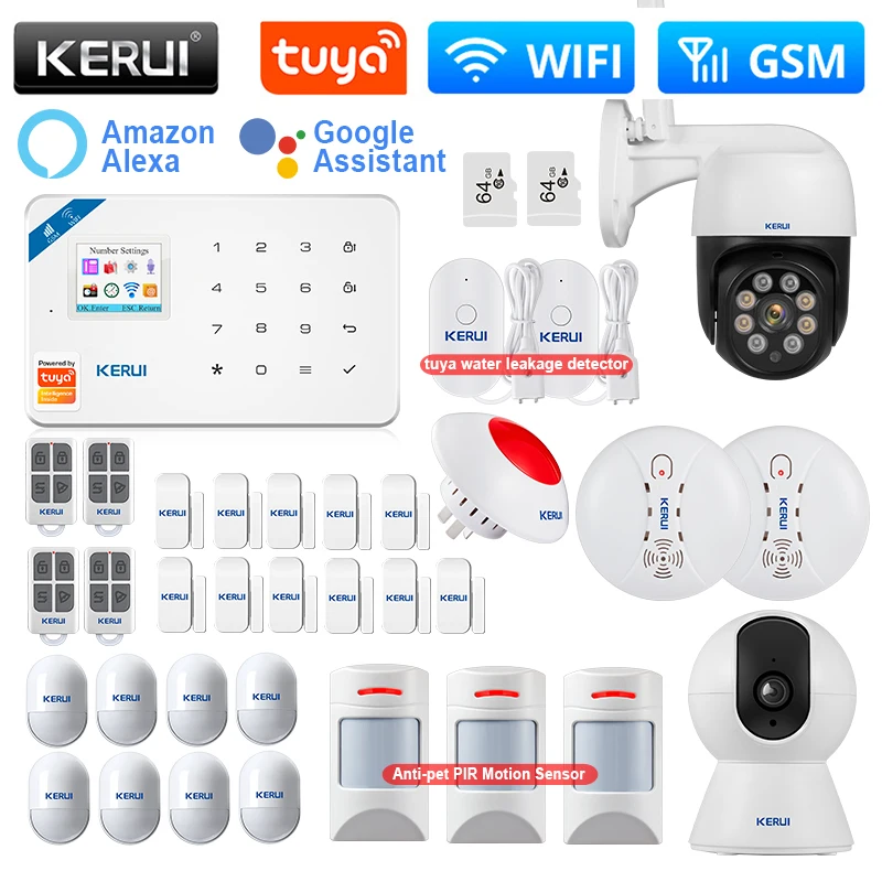

KERUI W181 Home Alarm System WIFI GSM Alarm Support Alexa Tuya Smart Pet Friendly Motion Sensor Door Sensor Detector Siren