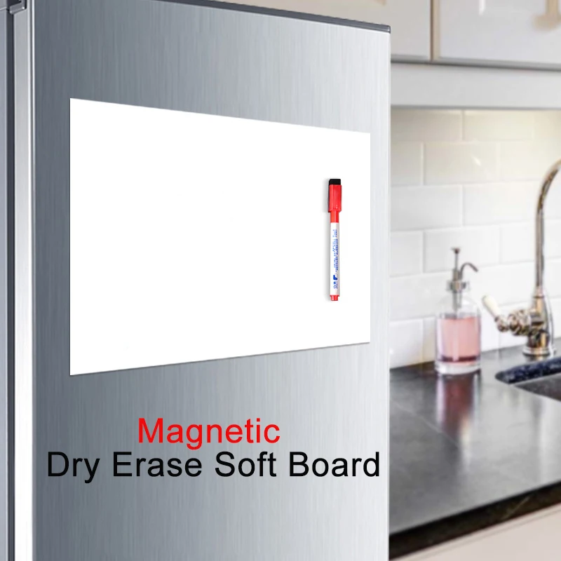 

A4 Magnetic Dry Erase Board Fridge Markers WhiteBoard Sheet,Home Kitchen Erasable Flexible Refrigerator Magnet Memo Grocery List