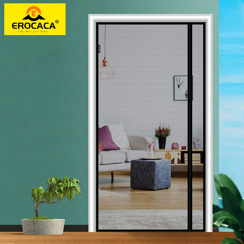 

EROCACA Magnetic Door Screen Mosquito Net Custom Summer Anti insect Mesh Automatic Closing Curtain Applicable to glass doors