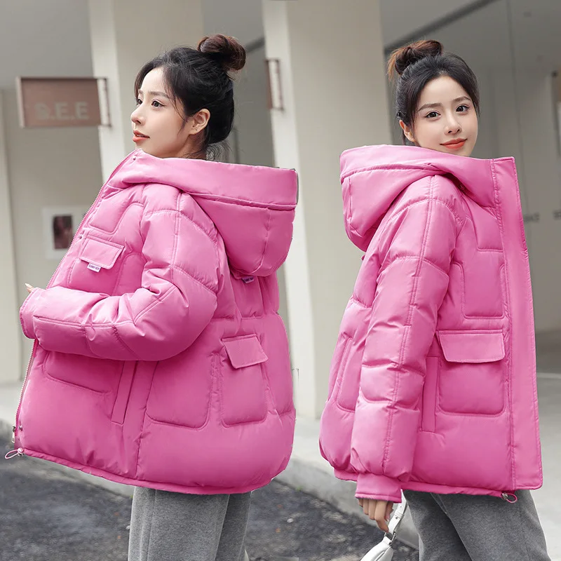 Bright Face Hooded Jacket Woman Winter 2023 Oversize Thin Down Parka Spring Fluffy New In Outerwear Shirts and Blouses Coat