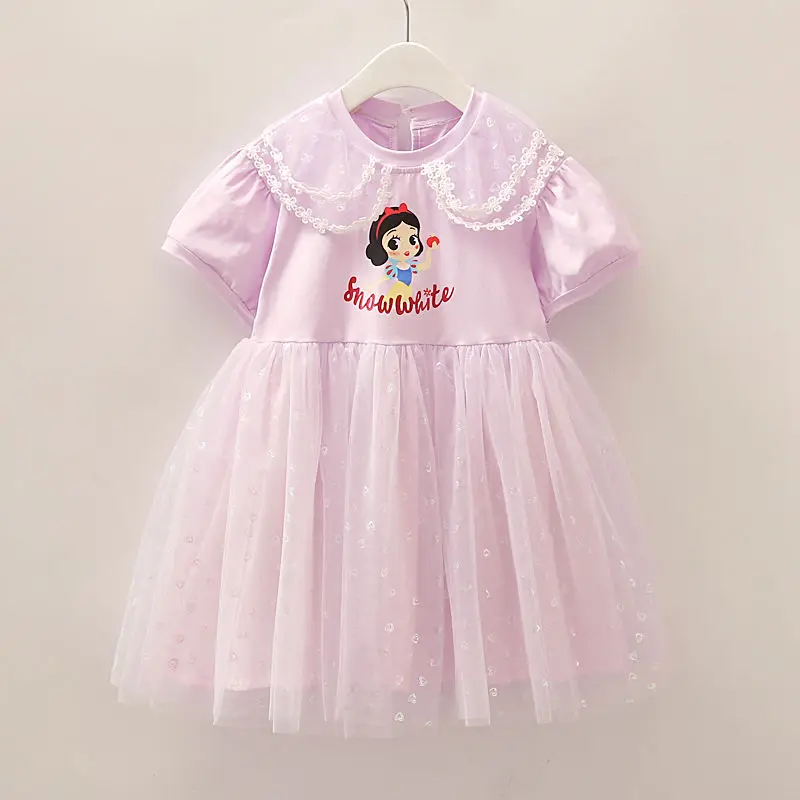 

Disney Cotton Mesh Dress Baby Vestidos Children's Summer Snow White Dress Printing Litdresses for Girlstle Girl Short-Sleeved