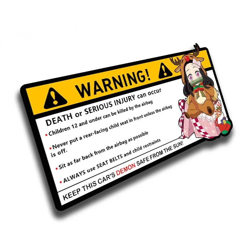 

13cm x 6cm Cartoon Anime Demon Slayer Car Sticker for Kamado Nezuko Warning Decal Vinyl JDM Window CAR DEMON Stickers