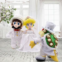30 36cm super mario princess peach wedding series koopa bowser cute anime figure plush dolls pendant toys kids x mas party gifts