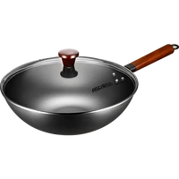 non rust stir fry refined iron pan household uncoated frying pan gas stove special hard dish flat bottom wok