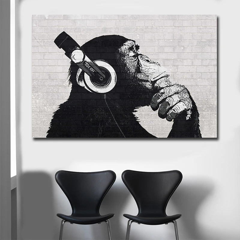 

1 шт. абстрактные животные DJ обезьяна масляная живопись холст постеры и принты модульные настенные картины декор для гостиной без рамки