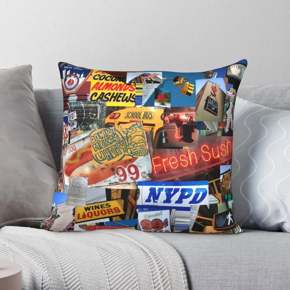

Vicki's фантастический NYC коллаж квадратная Подушка Чехол из полиэстера льняной бархатной ткани с принтом на молнии Декоративная Подушка Чехол Наволочка для постельного белья