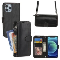 leather card slot wallet flip case for iphone 11 12 13 14 pro max mini x xr xs max 7 8plus strap handbag card holder phone cover