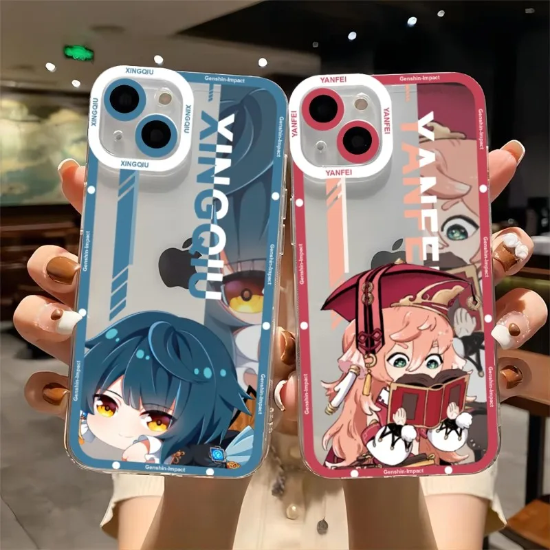 Чехол для телефона Genshin Impact Yanfei Telefoon для IPhone 13ProMax 13 14 12 11 Pro Max Mini, прозрачные чехлы, мягкий чехол