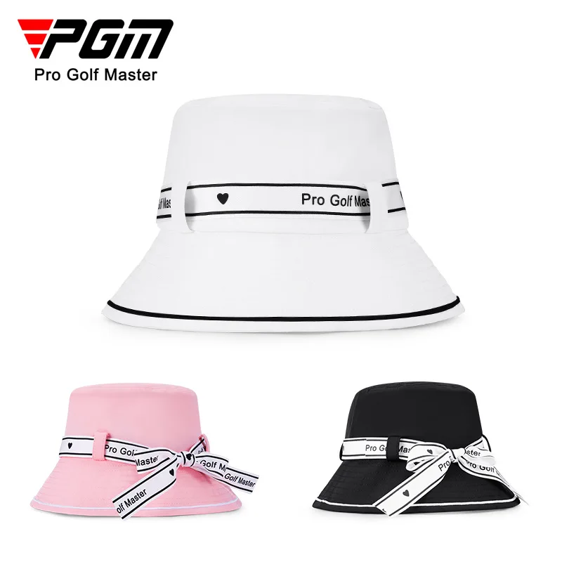 

PGM Women's Breathable Anti-sweat Bucket Hats Sun Protected Golf Sun Visor Hat Female Anti-UV Fisherman Caps With Bow Tie MZ056