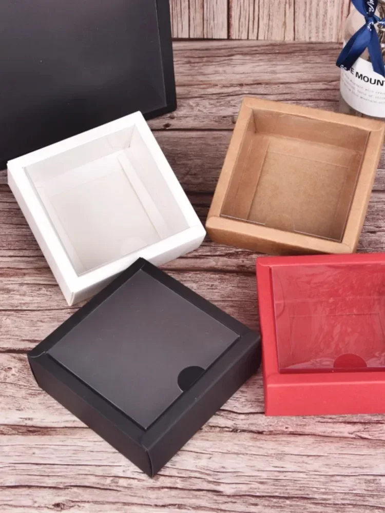 10 шт. квадратная прозрачная крышка упаковочная коробка белая матовая бумажная