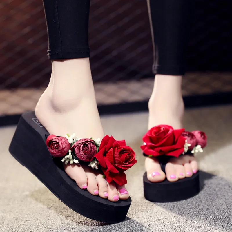 

Slippers Women Ladies Summer Flip Flops Open Toe Flowers Bohemian S for Women Sandals Beach Slides Sandals Women Large Size