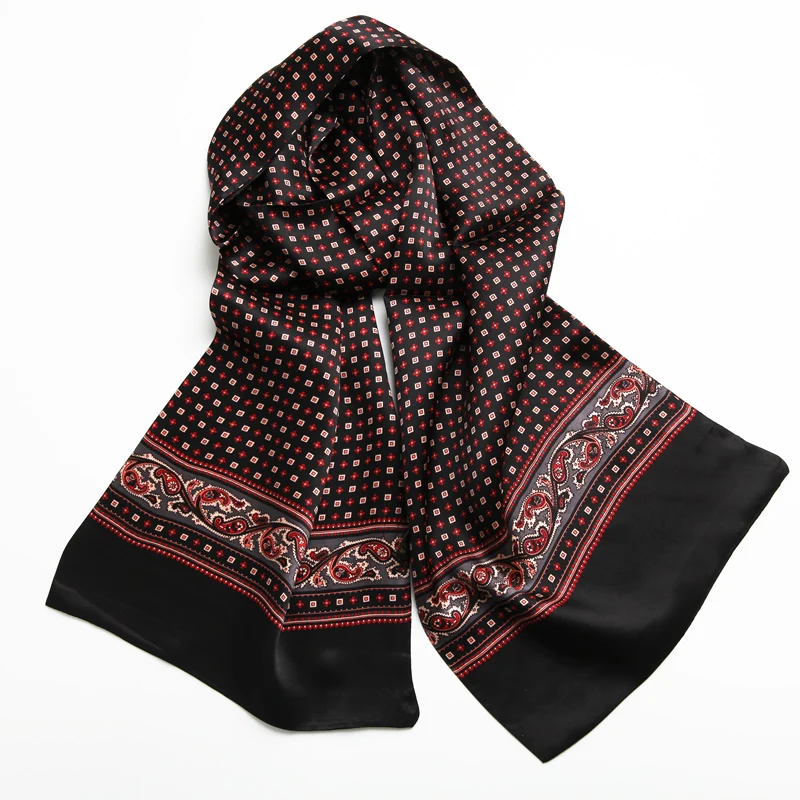 

Men's 100 Silk Scarf Paisley Cravat Double Layer Neckerchief Mufflers Business Casual Suit Shirt Blue Red Black