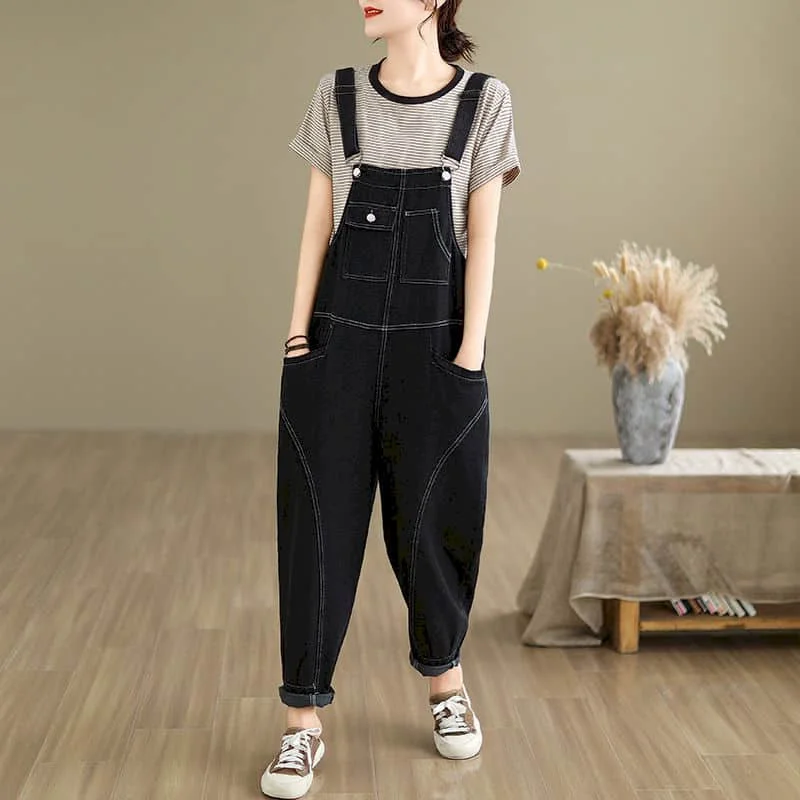 Джинсовый комбинезон женские шаровары винтажный в Корейском стиле повседневные