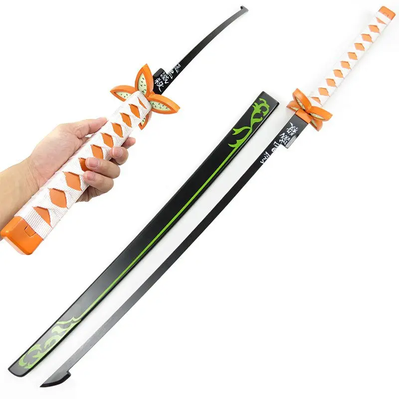 

105cm Cosplay Anime Demon Slayer: Kimetsu No Yaiba weapon Kochou Shinobu wooden Sword model Costume party Anime show props gift