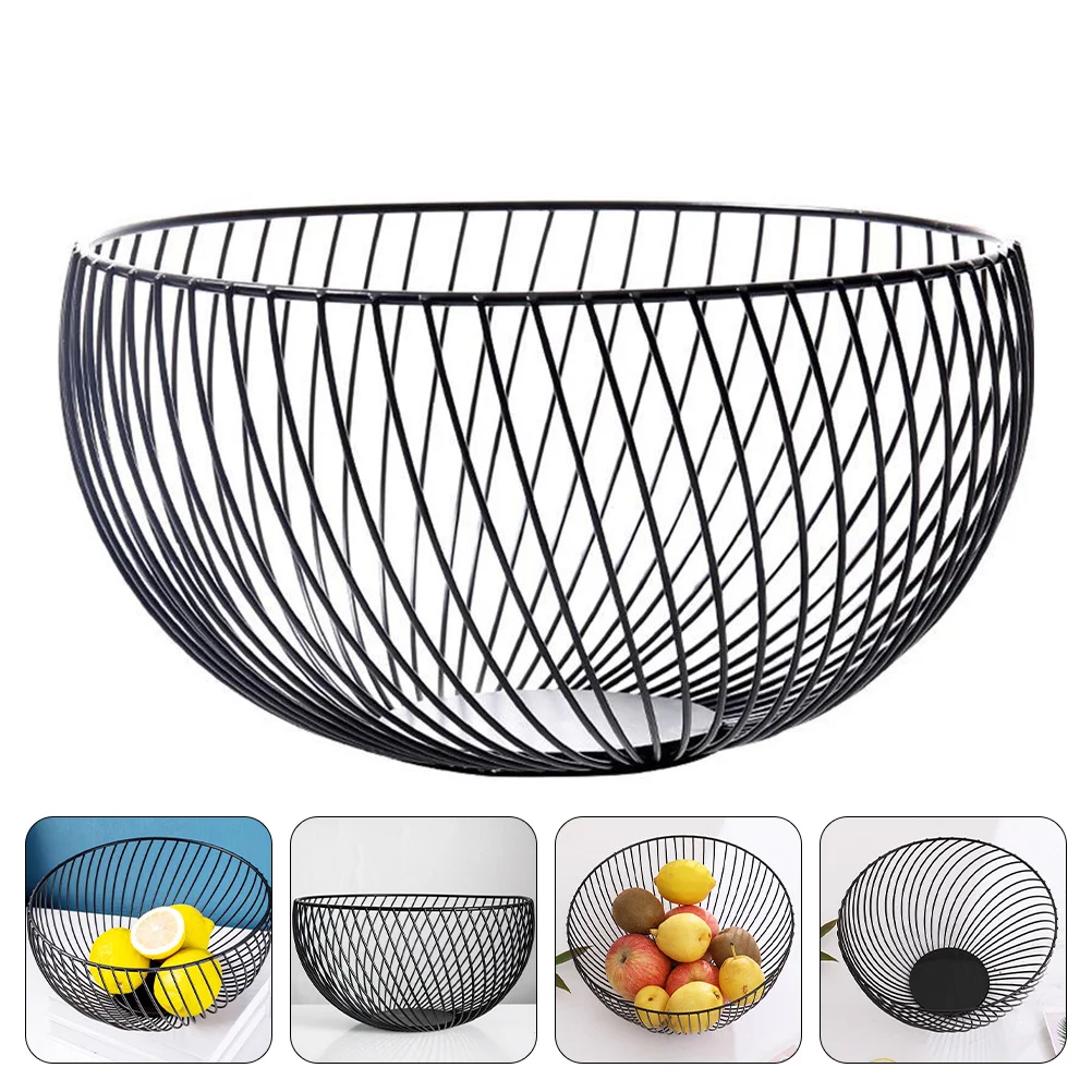 

Basket Fruit Vegetable Round Wire Mesh Bowl Holder Snack Countertop Bread Iron Modern Serving Large Metal Storage Creative