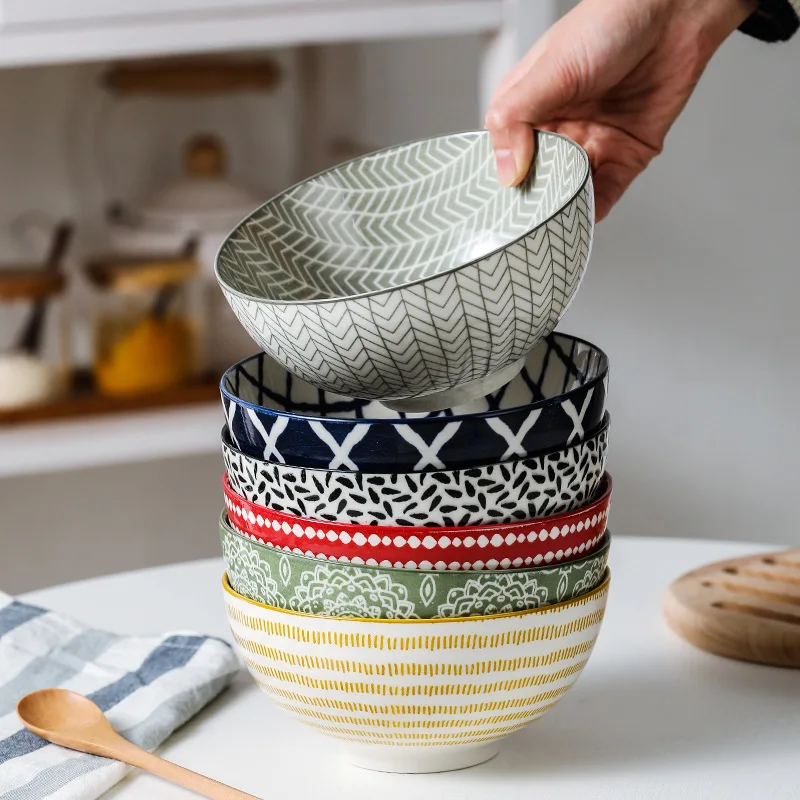 

6-inch Japanese-style Ceramic Bowl Underglaze Tableware Creative Rice Eating Household Noodle Bowls Ceramic Bowl