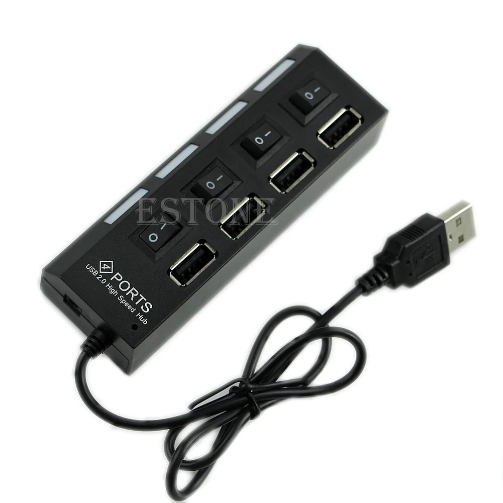 

New 4 Port USB 2.0 High Speed External Multi Expansion Hub with ON OFF Switch