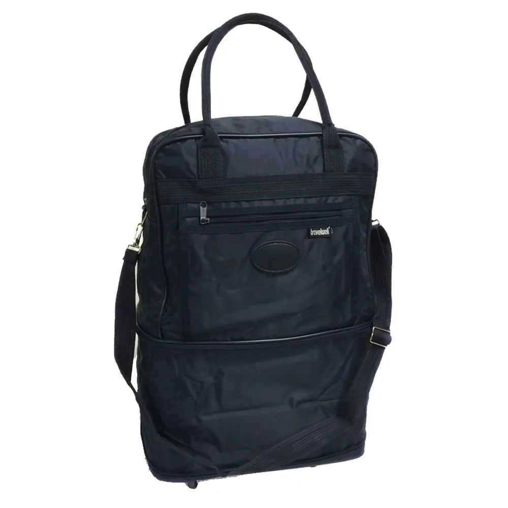 

Expandable Navy Tote Bag W/Wheels