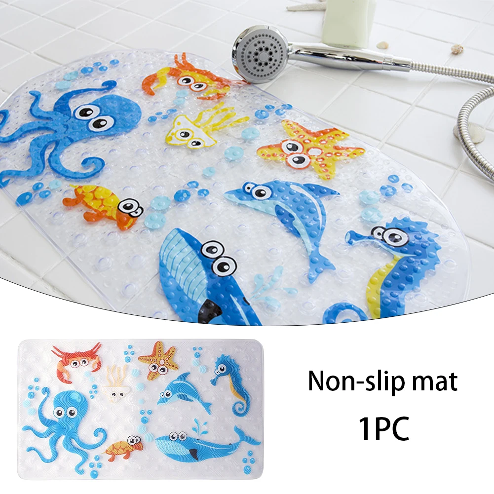 

Shower Room Mat Universal Household With Suction Cup Cute Cartoon Bathroom Accessories Elderly Adults Pad PVC Non Slip Mat