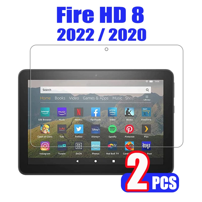 

2 упаковки, Защитная пленка для экрана для Amazon Fire HD 8 2022 (12-го поколения), пленка из закаленного стекла для Fire HD 8 2020 10-го поколения 8 дюймов