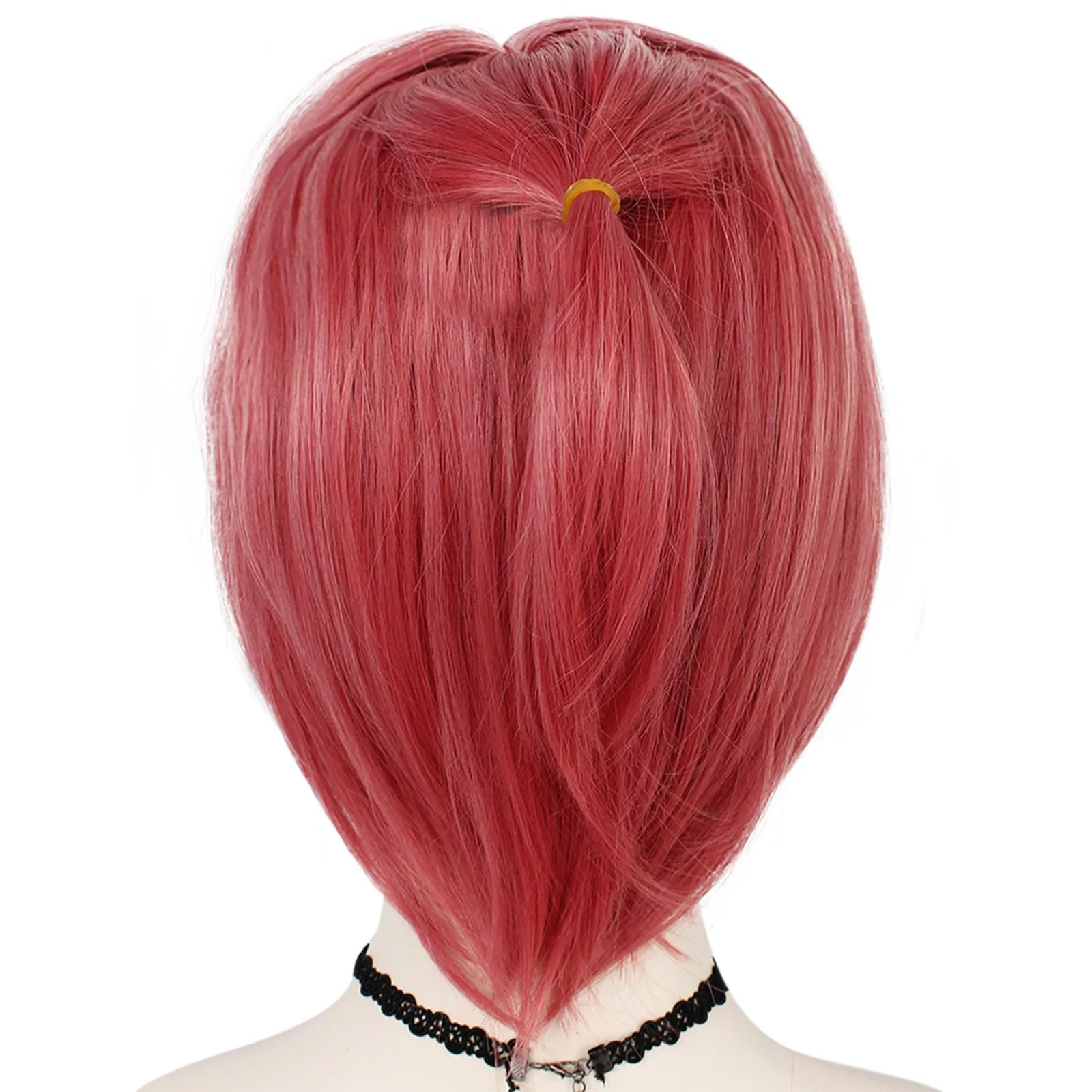 Парик для косплея из синтетических волос короткий прямой красный с челкой