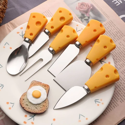 1 шт. ножи для сыра, столовые приборы, деревянная ручка, нержавеющая сталь, шпатель для масла, вилка, ложка плоская лопатка, Креативные кухонные инструменты для готовки