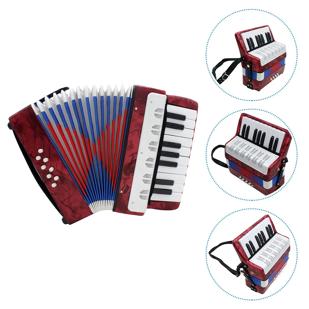 

1pc Portable Accordion Introductory Musical Instruments Educational Plaything (Red)