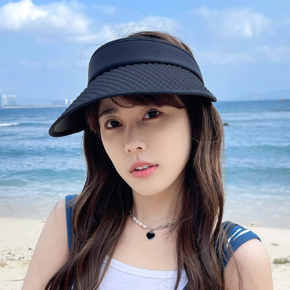 

Summer Sun Golf Visor Hat New Women's Empty Top Cap Female Tide Beach Straw Cap Casual Plaid Holiday Outdoor Outing Sunshade Hat